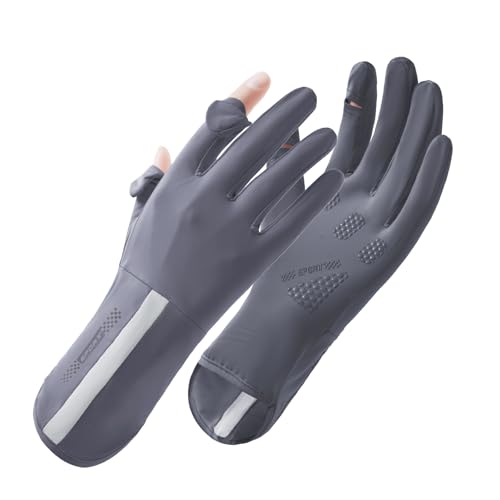 Full Finger UV Protection Gloves Driving Gloves Women, Breathable Touchscreen UPF Glove Sun Protection Glove - color: Dark Gray-ADC, size: One Size
