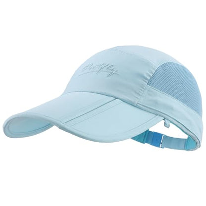 Connectyle Men's Foldable Baseball Sun Cap with Removable Face Mask Neck Flap Cover UPF 50+ Sun Protection Fishing Hiking Hat - color: Aqua Blue