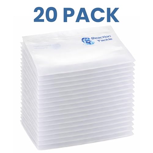 Reaction Tackle Clear Bait Bags for Soft Plastics, Resealable Fishing Organizer Pouches with Write On Label Area, Tear Resistant Storage for Lures, Worms, and Terminal Tackle, 20-Pack - size: 20-Pack
