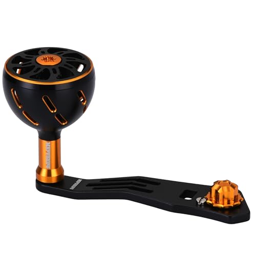 Power Handle 2.95'' (75 mm) Compatible for Shimano Curado Tranx, Daiwa Lexa, Penn Fathom Squall Low Profile, Okuma Komodo, Quantum Accurist Baitcasting Reels - color: Black Gold, size: 7x4 mm (Elite)