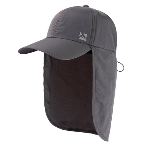 TOP-EX L/XL/XXL UV50+ Waterproof Neck Flap Baseball Sun Cap - color: Dark Grey, size: X-Large