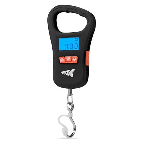 KastKing ToughTide Fishing Scale, USB Charging, 65lb Capacity, Ultra-Thin Digital Fish Scale, LCD Display, Ergonomic Handle, Fish Scales Digital Weight, Fishing Accessories for Men - color: A: Black