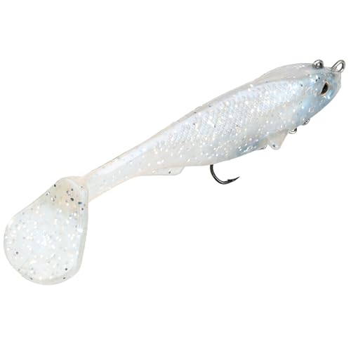 Strike King Final Copy Fishing Lure, Pre-Rigged Soft Plastic Swimbait, Free-Swinging Size 4 Treble Hook, Belly Magnetic Hook Keeper, 7/8-Ounce - color: Pearl