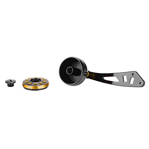 Tbest Knob Power Handle Grip,Fishing Reel Handle CNC Knob with Fittings Replacement Parts Accessory - color: Black+Gold