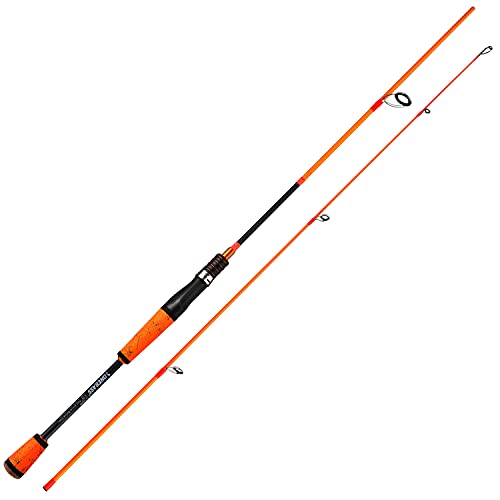 One Bass Fishing Pole 24 Ton Carbon Fiber Casting and Spinning Rods - Two Pieces, SuperPolymer Handle Fishing Rod for Bass Fishing -Orange-Spin-7'0"