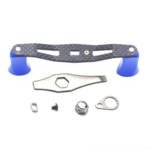 Mr. Z 95mm Carbon Fiber Baitcasting Reel Handle Compatible for Abu Garcia Shimano Daiwa Light Weight Low Profile Casting Reel - color: Metal Blue, size: Right-handed