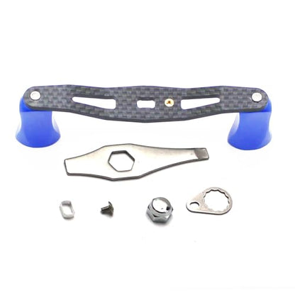 Mr. Z 95mm Carbon Fiber Baitcasting Reel Handle Compatible for Abu Garcia Shimano Daiwa Light Weight Low Profile Casting Reel - color: Metal Blue, size: Right-handed