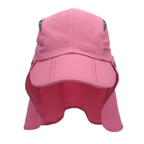 Connectyle Men's Sun Hat with Detachable Neck Flap Adjustable Outdoor UPF 50+ Baseball Sun Cap for Fishing Hiking Golfing - color: Pink
