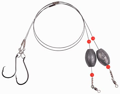 AGOOL Saltwater Grouper Rigs Carolina Rig Bottom Surf Fishing Rigs with Egg Sinkers Circle Hooks for Catfish Flounder Drum Redfish Grouper Halibut Snapper - size: 1.5oz sinkers(6pcs) + hooks(20pcs)