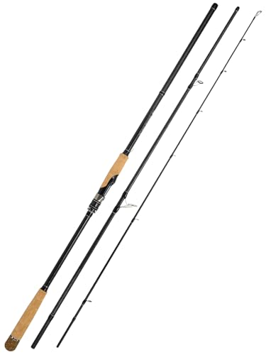 Jenseits Carbon Fiber Fishing Rod Series (6-12 Ft), Spinning & Casting Rods with Stainless Steel Ceramic Guides, Fast Action Fishing Pole for Bass, Trout, Walleye & Surf Fishing - size: 12'0"-Heavy-Fast-Black, style: Spinning
