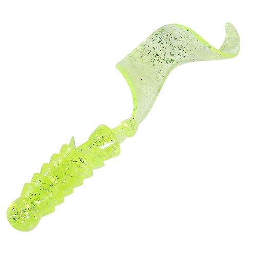 Dr.Fish 10 Pack Grub Fishing Lures 4" Soft Plastic Baits Worm Grub Bass Fishing Lures Swimbait Walleye Saltwater Freshwater - color: Chartreuse