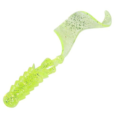 Dr.Fish 10 Pack Grub Fishing Lures 4" Soft Plastic Baits Worm Grub Bass Fishing Lures Swimbait Walleye Saltwater Freshwater - color: Chartreuse