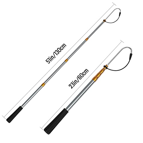 KOMCLUB Telescopic Fishing Gaff with Super Sharp Spear Hook Lightweight Hand Fish Gaff for Freshwater Saltwater Fishing - color: Gold