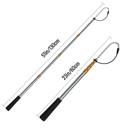 KOMCLUB Telescopic Fishing Gaff with Super Sharp Spear Hook Lightweight Hand Fish Gaff for Freshwater Saltwater Fishing - color: Gold
