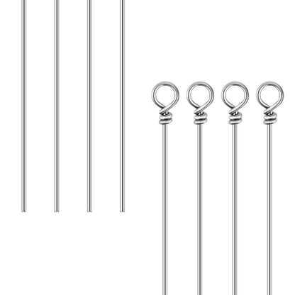 100 Pack Fishing Looped Spinner Shaft, Stainless Steel Spinner Bait Wire Fishing Lure Making Supplies - Lure Making Kit Rigs for Freshwater Bass, Trout, Walleye, Salmon, Catfish - size: 0.8*160mm