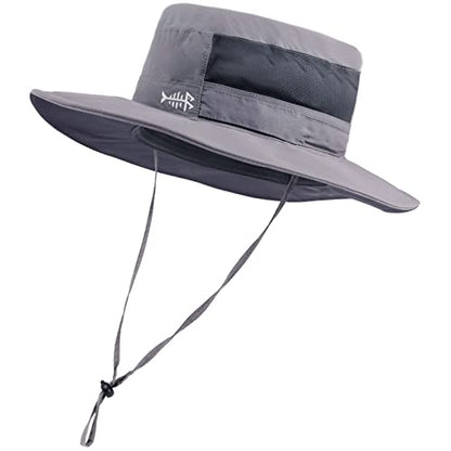 BASSDASH UPF 50+ Sun Fishing Hat Water Resistant with Detachable Neck Flap - color: Light Grey - Big Head Size