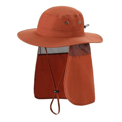 Home Prefer UPF50 Mens Sun Hat with Neck Flap Quick Dry UV Protection Cap Womens Wide Brim Fishing Hat Neck Flap Beach Garden - color: Brown