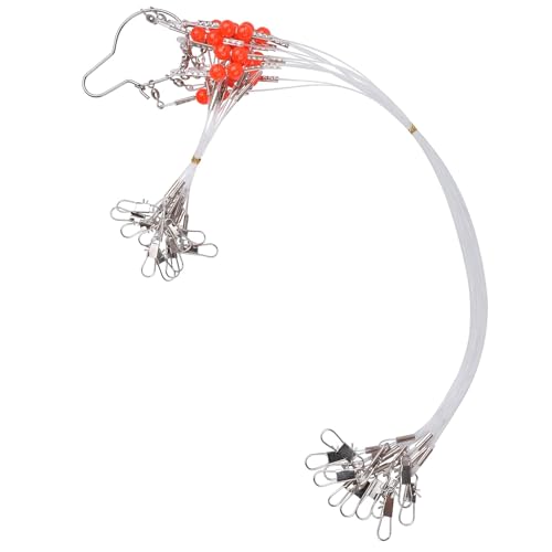 Fishing Leader Rigs Saltwater Tackle Rigs with Swivels Snaps, High Strength Wire Leaders Rigging Surf Fishing Gear Equipment for Lures Bait Hooks Catfish Walleye - color: Clear Nylon Leader, size: 12PCS, style: 1 Arm