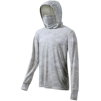 Tough Outfitters Hooded Fishing Shirt UPF 50+ Realtree Camo Sun Hoodie for Men Women – Long Sleeve UV Protection Lightweight - color: Grey, size: X-Large
