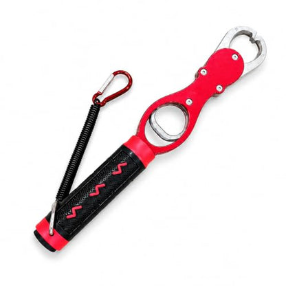 Fish Lip Gripper with Built-in Scale 18kg (39.7 lb) – Portable Fish Controller Tool with Non-Slip Handle for Freshwater & Saltwater Fishing(Red) - color: Red