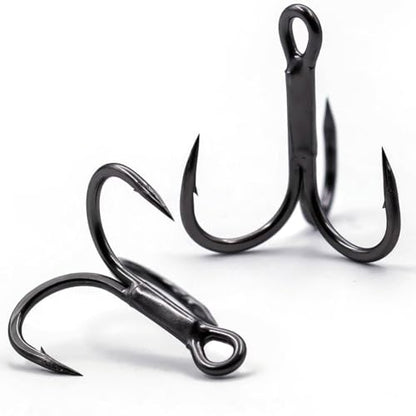 9KM DWLIFE Treble Hooks 4X High Carbon Steel Triple Hooks Fishing Hooks for Big Salmon Trout Bluefish Catfish Hooks 10 pcs - color: Black, size: 3/0#