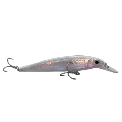 LOGOFUN 2Pcs Fishing Lures Top Water and Deep Sea Bass Fishing Lure for Freshwater and Saltwater Swim Bait 3D Holographic Laser Floating Lure Angling Fishing Gear, 4.7 Inch, 0.8 oz, SW-120F - color: #PW & #AH