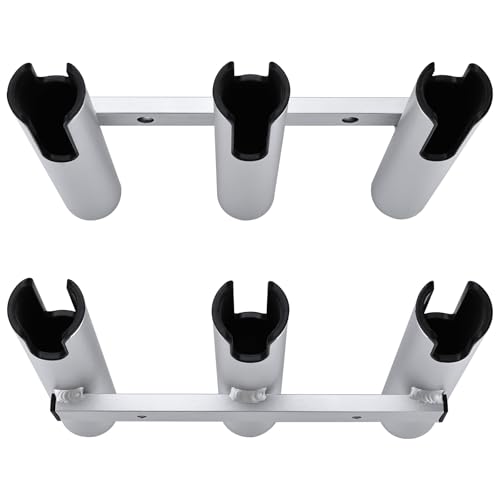 NovelBee 2pcs 3 Tube Fishing Rod Holders for Boat,Aluminium Rod Holders with Screws - color: Silver & Black