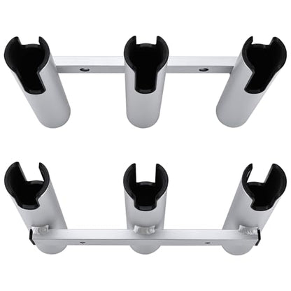 NovelBee 2pcs 3 Tube Fishing Rod Holders for Boat,Aluminium Rod Holders with Screws - color: Silver & Black