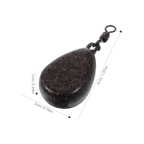 5pcs Drop Shot Fishing Weights with Rings 57g Iron Flat Pear Shape Smooth Surface Carp Sinkers for Freshwater Fishing Terminal Tackle Supplies