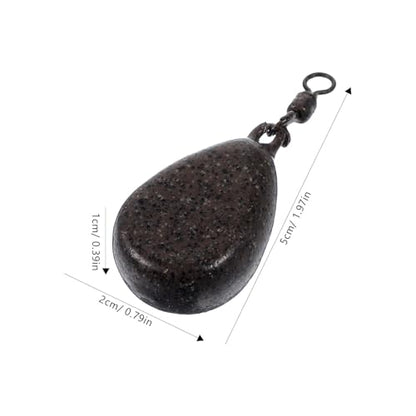 5pcs Drop Shot Fishing Weights with Rings 57g Iron Flat Pear Shape Smooth Surface Carp Sinkers for Freshwater Fishing Terminal Tackle Supplies