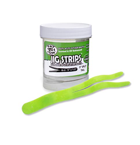 Fat Cow Jig Strips Split Tail 5" - 40X Stronger Than Soft Baits - 8 ct - color: Chartreuse