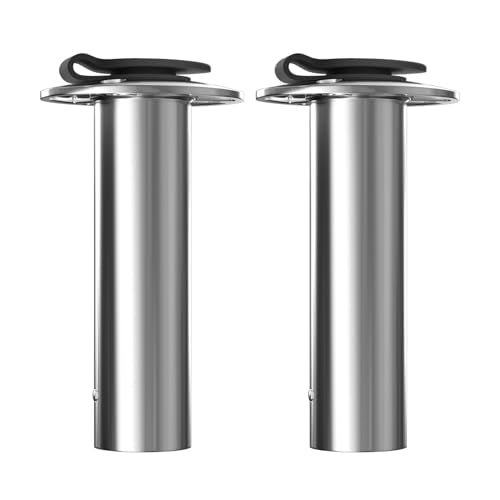 Boat Fishing Rod Holder,2Pcs 15/30/90 Degree Stainless Steel 316 Flush Mount Rod Holders for Fishing Boat,with PVC Cap,Inner Tube and Gasket - color: Black Insert with Cap, size: 90 Degree