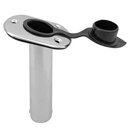 ISURE MARINE 2PCS Boat Stainless Steel Polished Fishing Rod Holder Flush Mount 15/30/90 Degree Casting Flange with Rubber Cap, Liner, Gasket PVC Cap and Inner Tube for Marine Yacht Kayak - color: 2pcs 15°
