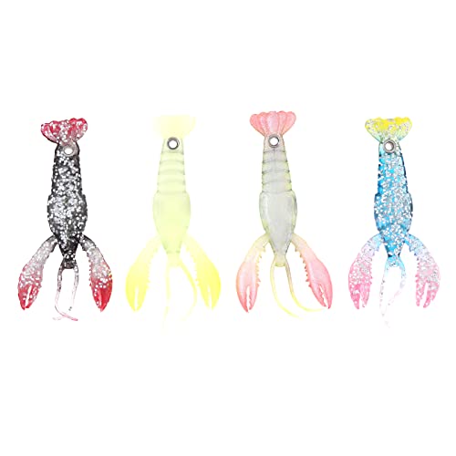 4pcs 3.5inch Crayfish Fishing Lures Bait, Lifelike Crayfish Fishing, Silicone Soft Crawfish Lures Bait Artificial Crawfish for Carp Bass
