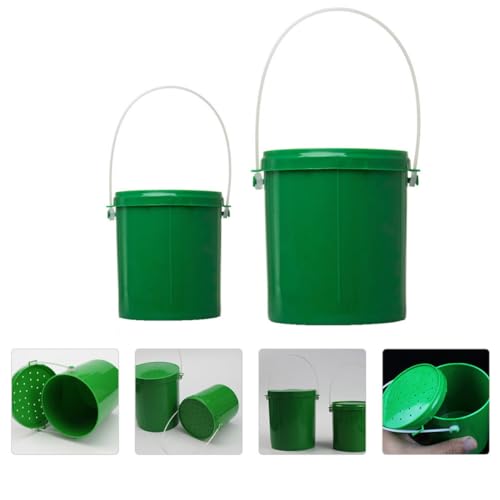 2pcs Fishing Bait Bucket Set, Plastic Live Earthworm Lures Container, Portable Worm Holder for Outdoor Fishing Tackle and Bait Storage