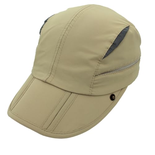 Connectyle Men's Sun Hat with Detachable Neck Flap Adjustable Outdoor UPF 50+ Baseball Sun Cap for Fishing Hiking Golfing - color: Khaki