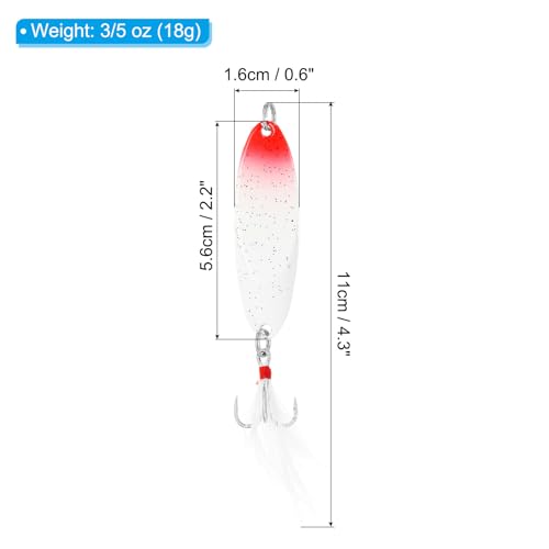 PATIKIL Fishing Spoons, Fishing Lures Casting Spoon Treble Hook Jigs Spinner Baits for Freshwater Saltwater - style: 3/5oz