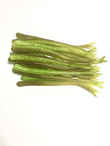 20 Pcs 4-1/2" Drop Shot Finesse Worms (Scent, Float), Soft Plastic Worms, Bass Fishing Worms - color: Pumpkin Chartreuse