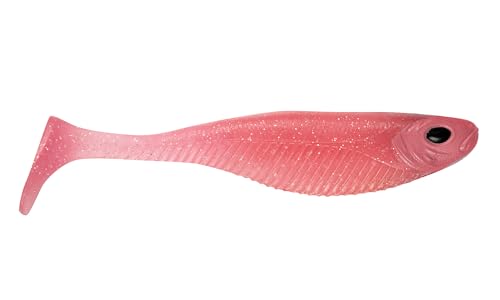 Nomad Design Live Ops Dozer 3” Minnow Unrigged Swimbait Soft Bait Lure, Slow-Speed High Vibration with Reactor-UV & Glow, Pink Floss (5 Pack), for Speckled Trout & Redfish