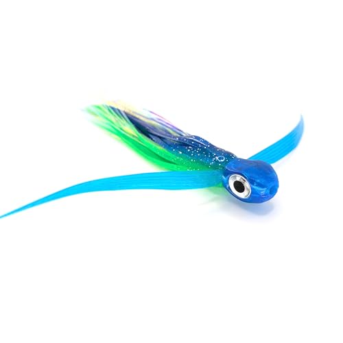 Saltwater Big Game Fishing Lure, for Offshore trolling (FlyBoy) - color: Blue Green Sparkle