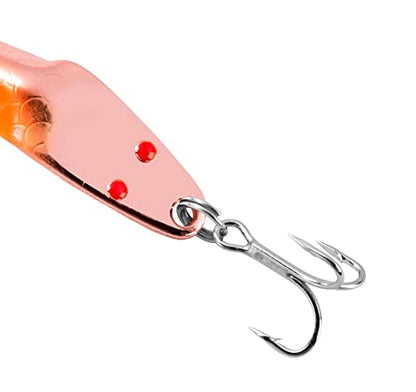 Al's Goldfish Lure Co. Lil' 49er Ice Jig - IFN50 Ice Fishing Jig with Treble Hook Off the Nose. Jigging Lure for Crappie, Perch, Panfish, Trout and Bass - 1/4 oz. 1-3/4" - color: Copper Orange