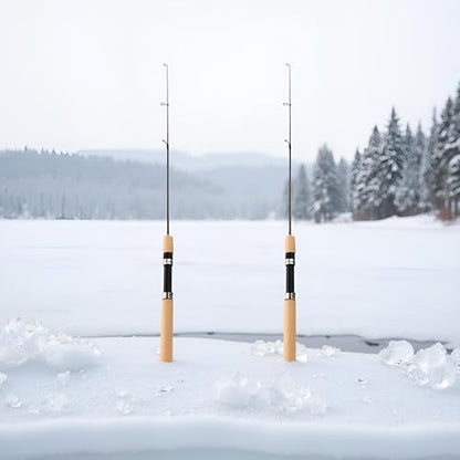 2Pcs LCE Fishing Rod, Fishing Rods Ice Fishing Rods Pen Pole Lures Fishing Tackle Spinning Casting Hard Rod Without Reel Useful and Practical Fishing Rod and Reel Combos Hunting and Fishing (75cm)