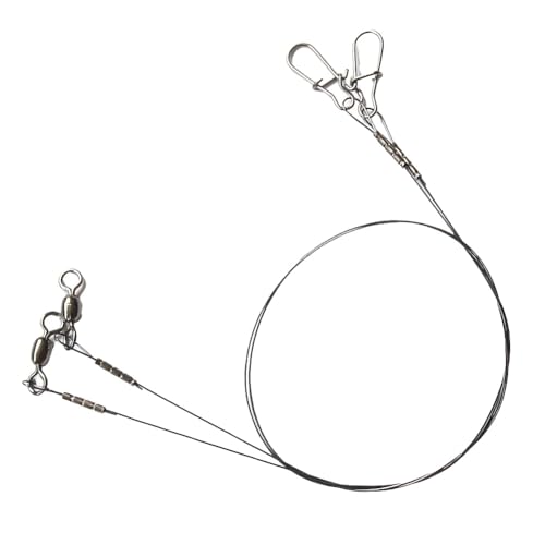 30cm 14kg Titanium Fishing Leader Line, Bite Proof Trace with Rotating Swivel Anti-Tangle Design, Low Friction Coating, Stainless Steel Pins for Predatory Fish, Pike Muskie Saltwater Freshwater