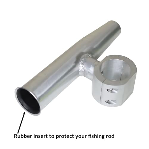 2 PCS T-Top Rod Holder Single Aluminum clamp on fit 1.5",1.875",2" inch Horizontal or Vertical Fishing Boat Tower/Leaning Post/Rail - color: Silver