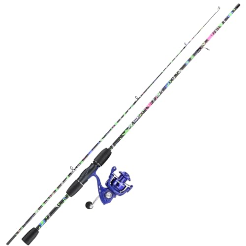 Sougayilang Fishing Rod Combo, 2-Piece 6-Foot Graphite & Fiberglass Rod with Anti-Reverse Spinning Fishing Reel - color: Blue 6'0" Rod with 1000 Reel- 1Pack