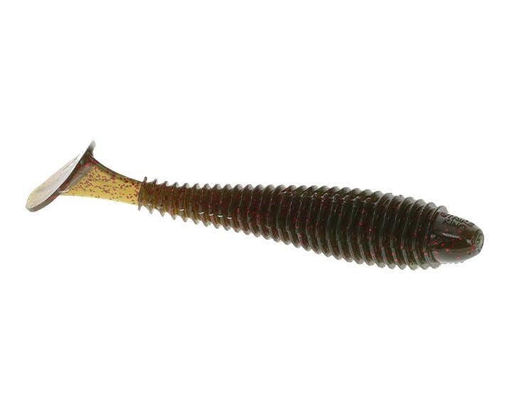 Strike King Rage Swimmer Saltwater Soft Bait Fishing Lure, 3.75", Wide-Bodied Paddle Tail - color: Dark Melon Red