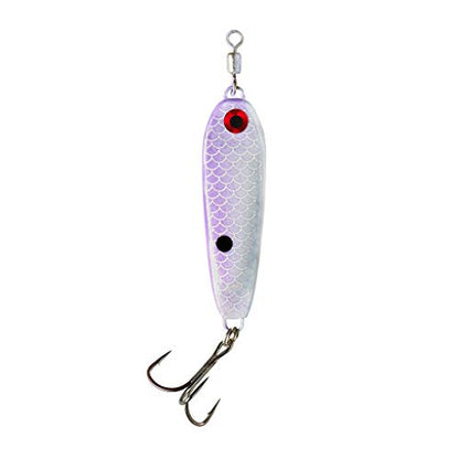 War Eagle Jigging Spoon Fishing Lure with Built-in Swivel and EWG Treble Hook - color: Purple Shad, size: 7/8 oz