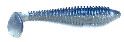 Phat Pak Baits - Phat Swimmer Keitech Style Paddletail Swimbait 2.8" 30ct Ribbed Scented Soft Plastic Bass Fishing Lure - color: Pro Blue Electric Shad