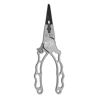 Aluminum Alloy Fishing Pliers Hook Remover LINE Cutters with Sheath and Lanyard for Fishing PE Nylon Carbon LINE (Grey) - color: Grey