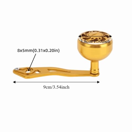 Baitcasting Reel Handle Replacement Parts, Aluminum Alloy Fishing Reel Rocker Arm with 8x5mm Mounting Hole, Lightweight Handle Grip for Baitcasting Reel Repair - color: Gold